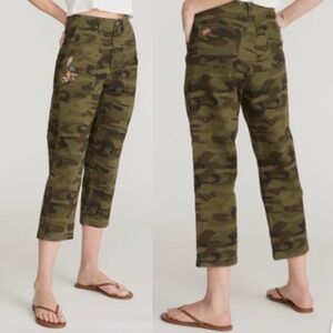DIRFTWOOD Tabitha Straight leg Camo‎ Foral Embroidery Twill Pant size 33